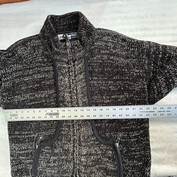 Jamie Sadock Womens Knit Zip Up Jacket Cardigan Large Black White Wool Blend - Picture 6 of 7